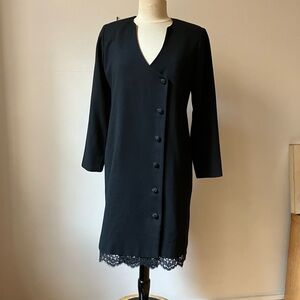 Sylvia Heisel 90’s black wool coat dress Vintage Cocktail chic